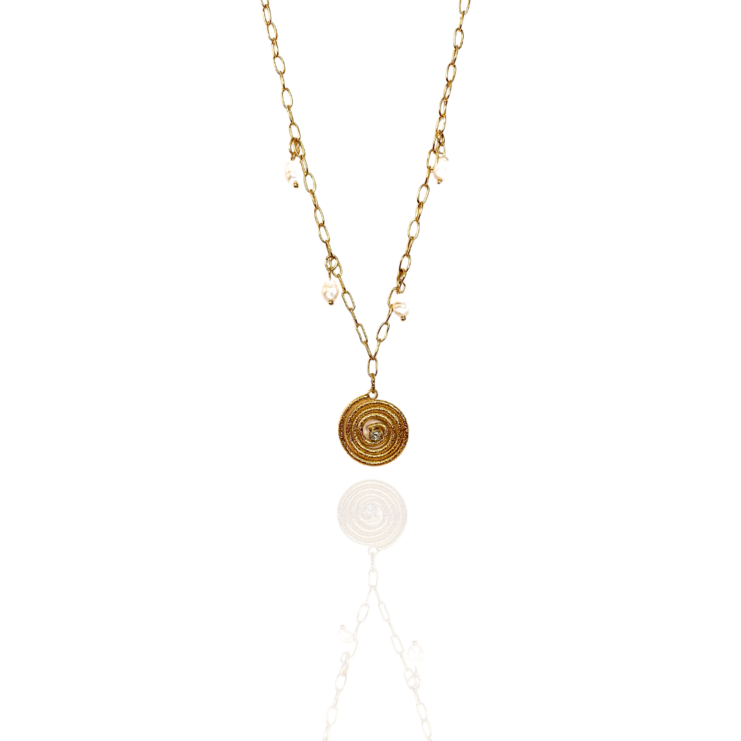 COLLAR ESPIRAL Y PERLAS