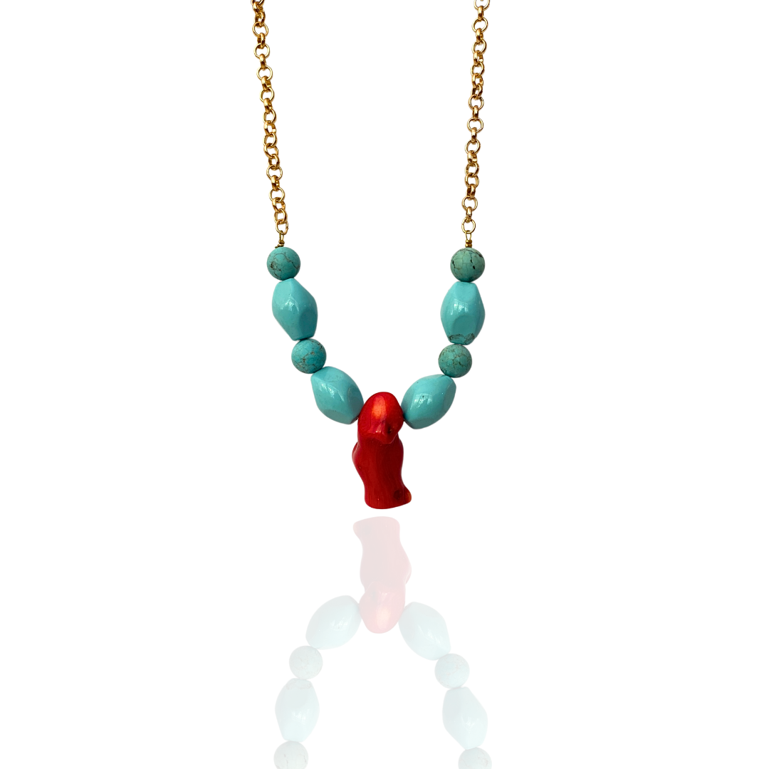 COLLAR TURQUESAS Y CORAL
