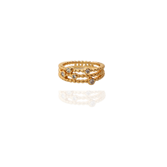 ANILLO BOLITAS 5 ZIRCONIAS