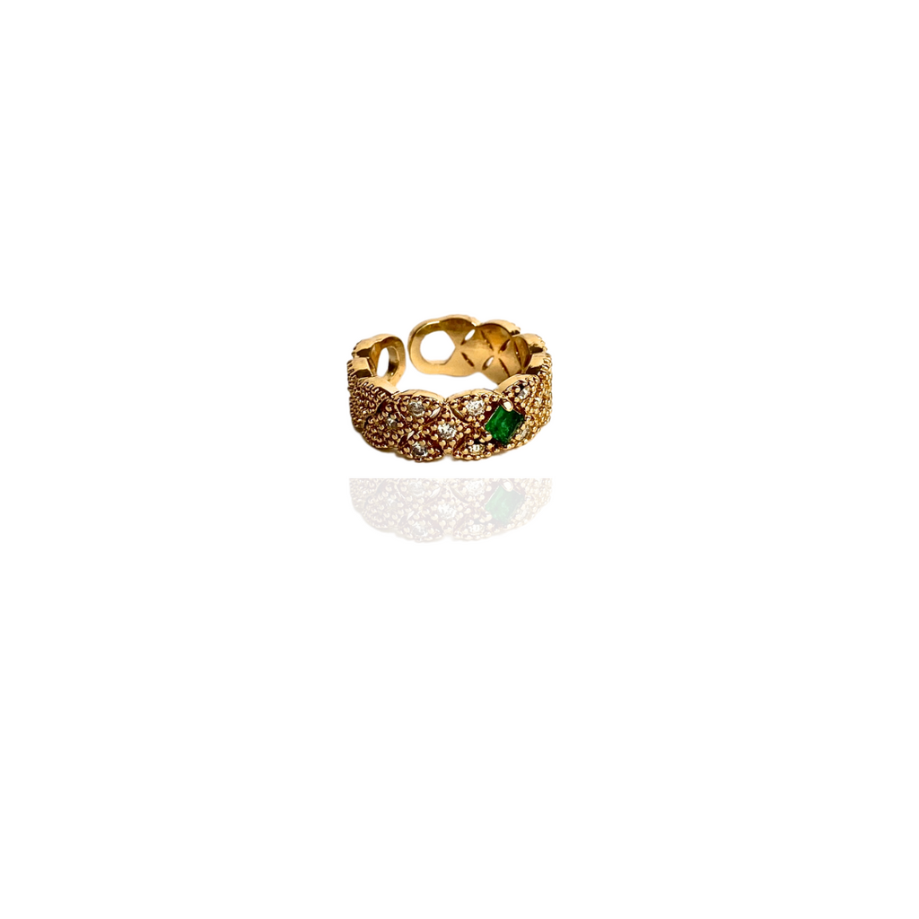 GREEN ZIRCONIA RHOMBUS RING