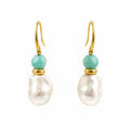 ARETES AMAZONITA Y PERLA