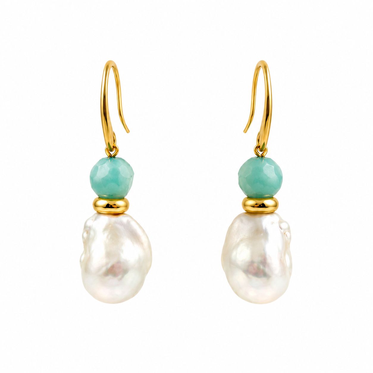 ARETES AMAZONITA Y PERLA