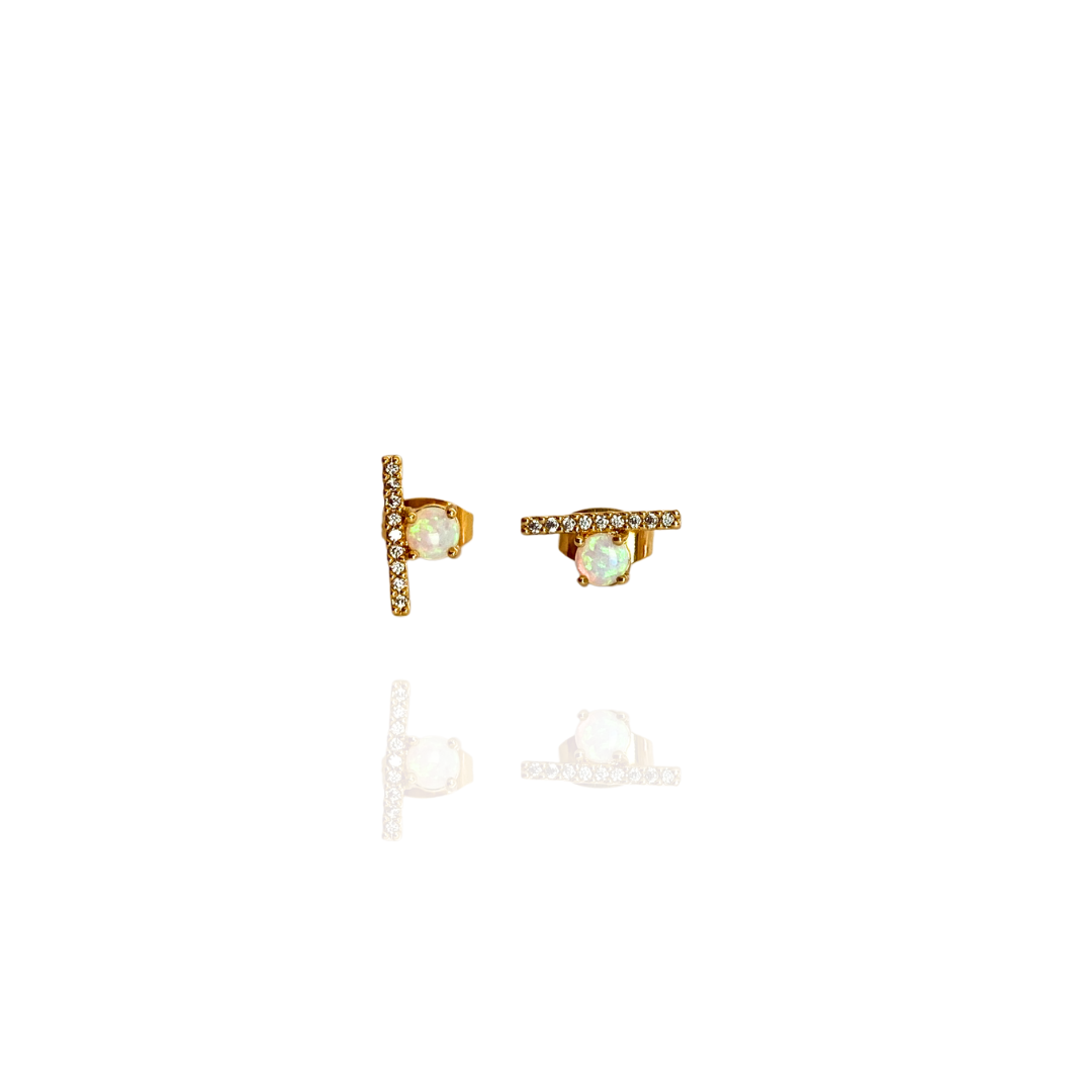 OPAL EARRINGS AND ZIRCONIA BAR