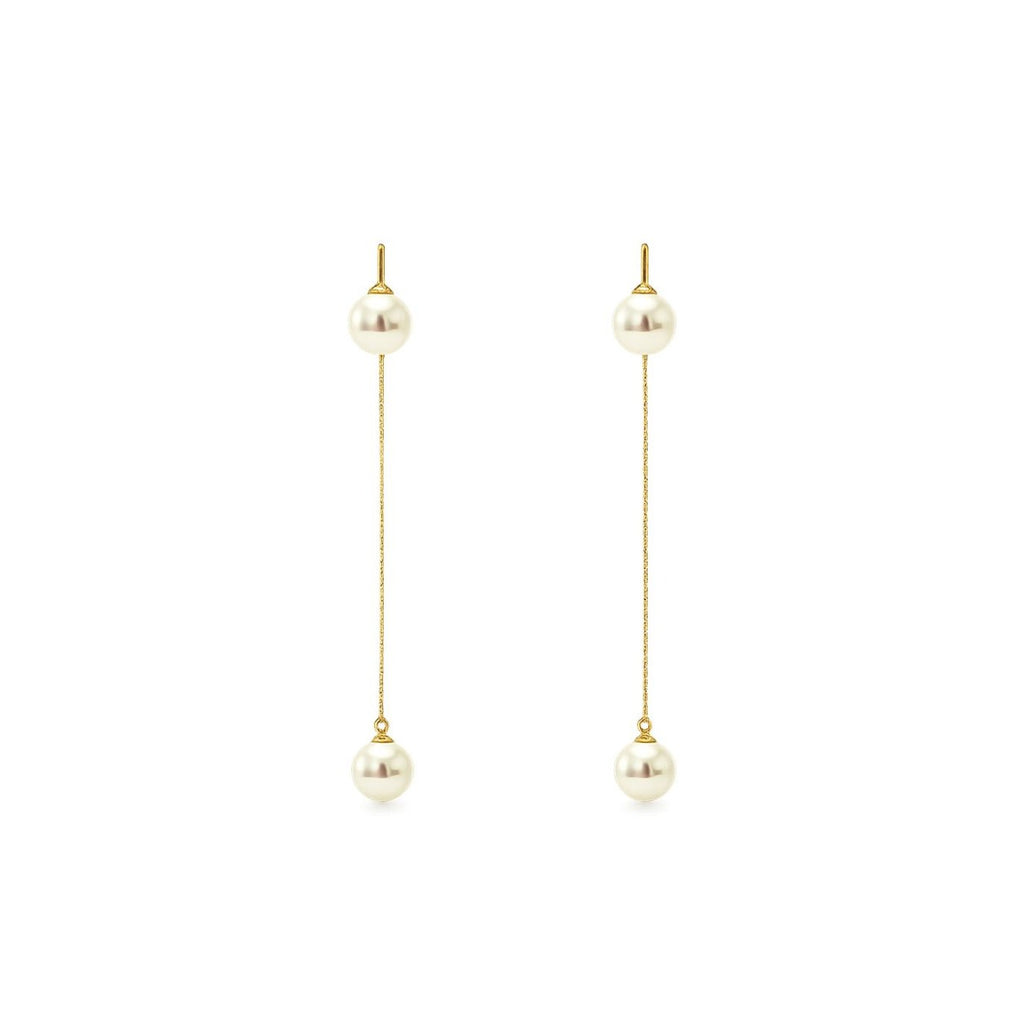 ARETES DOS PERLAS CADENA