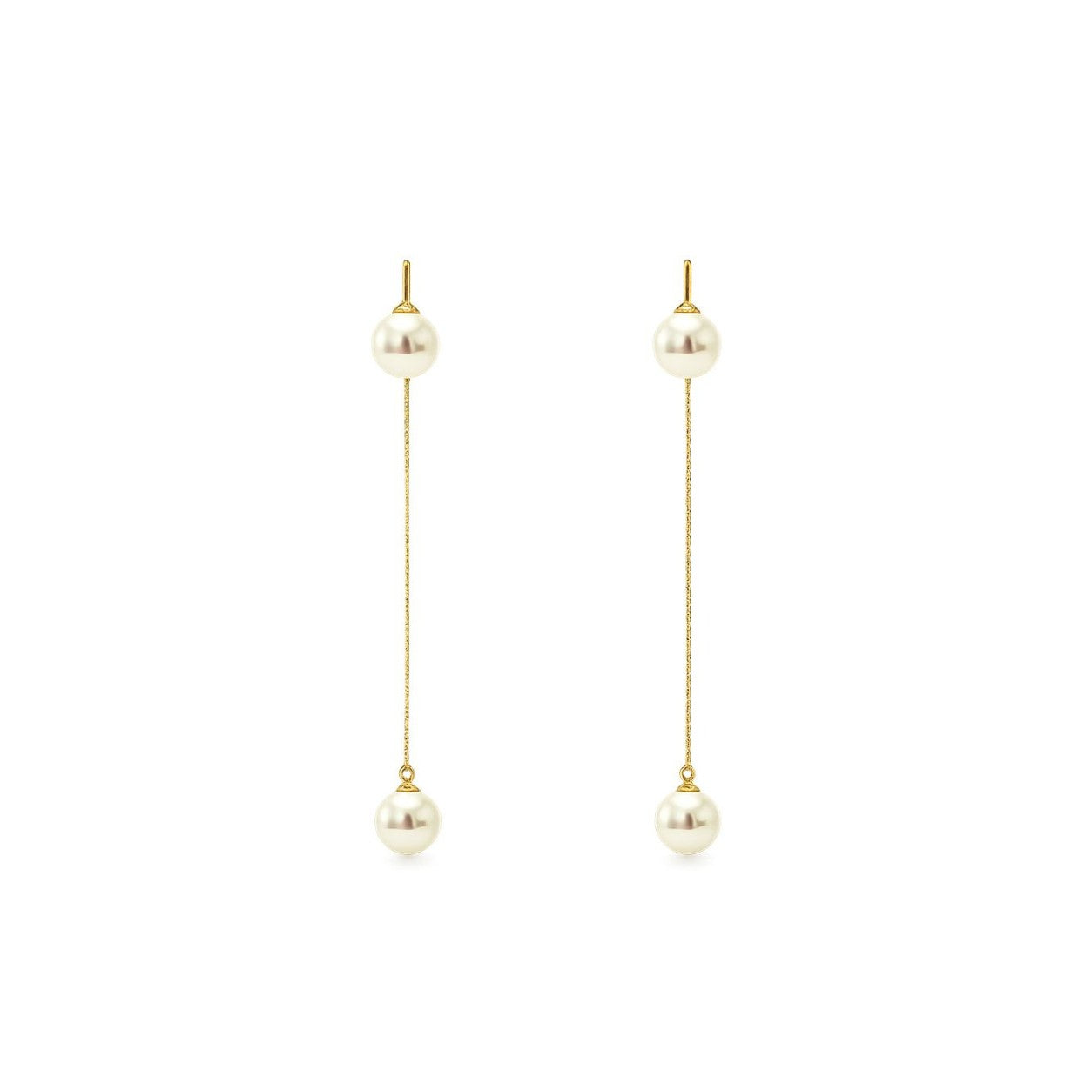 ARETES DOS PERLAS CADENA