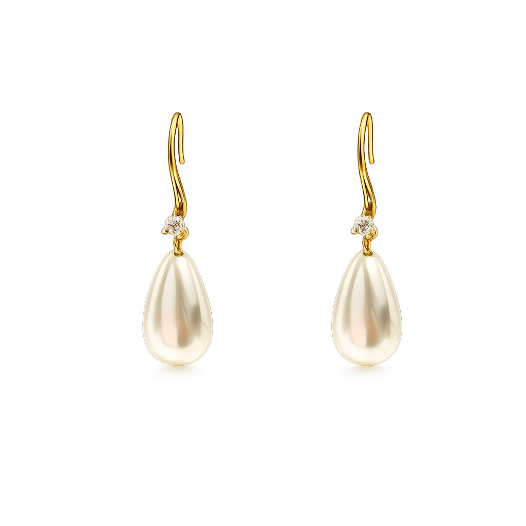 ARETES GANCHO ZIRCONIA Y PERLA