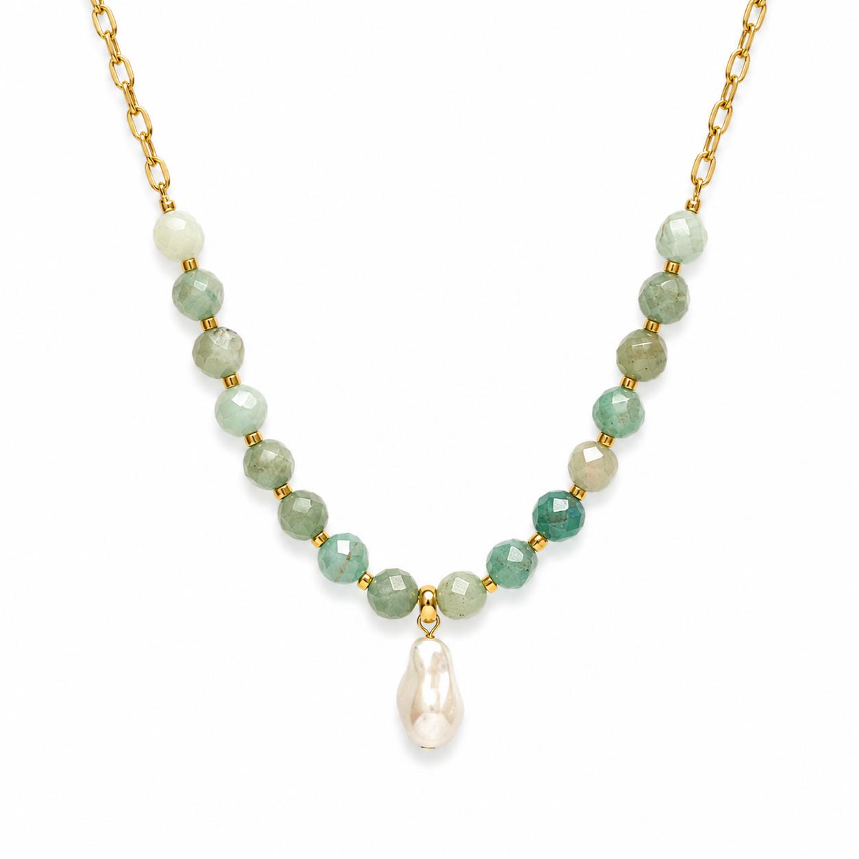 COLLAR AMAZONITAS CON PERLA