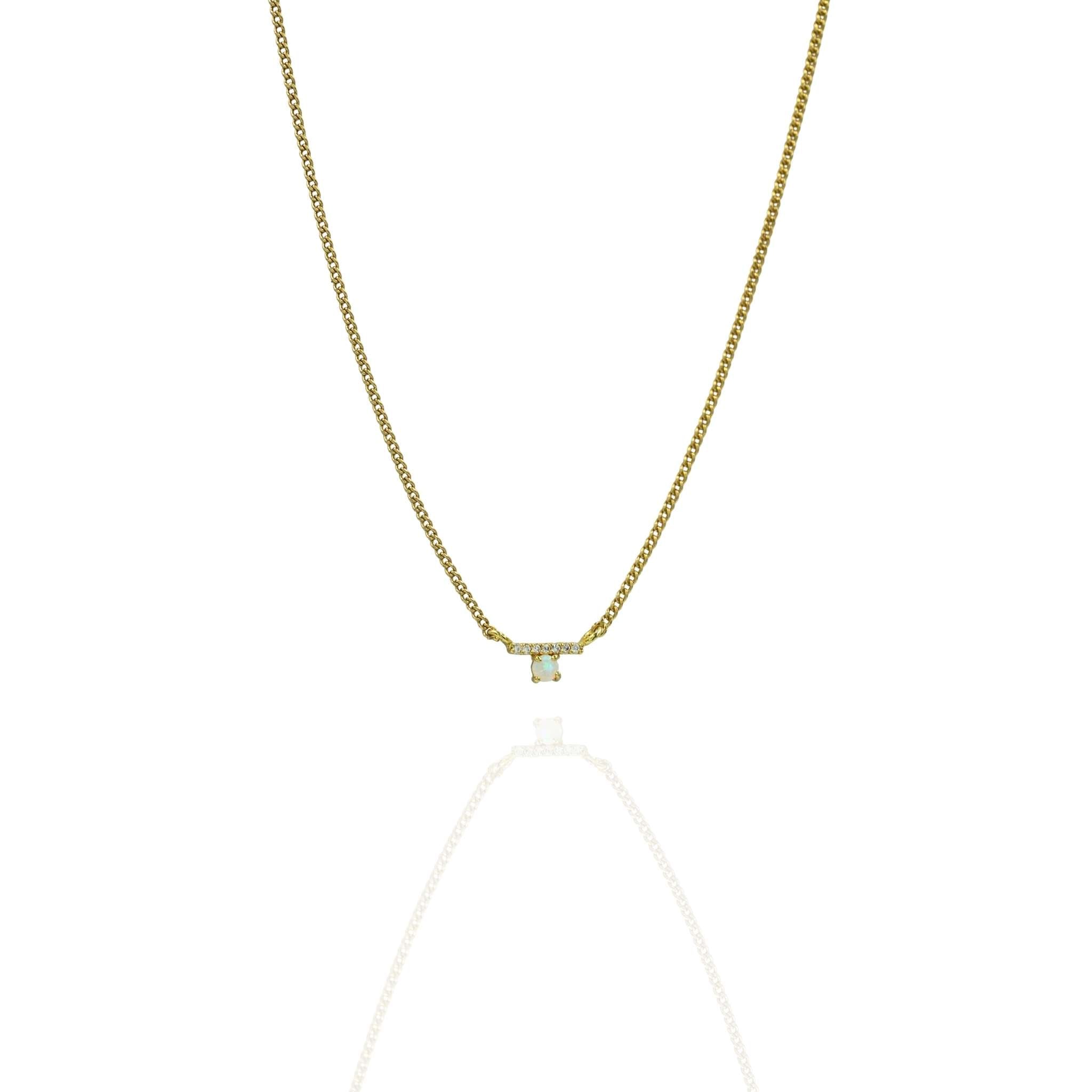 COLLAR BARRA ZIRCONIAS Y OPALO