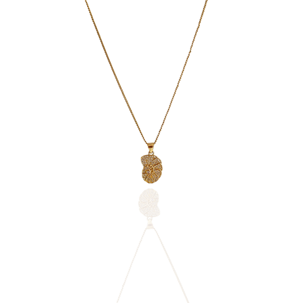 Zirconia snail necklace