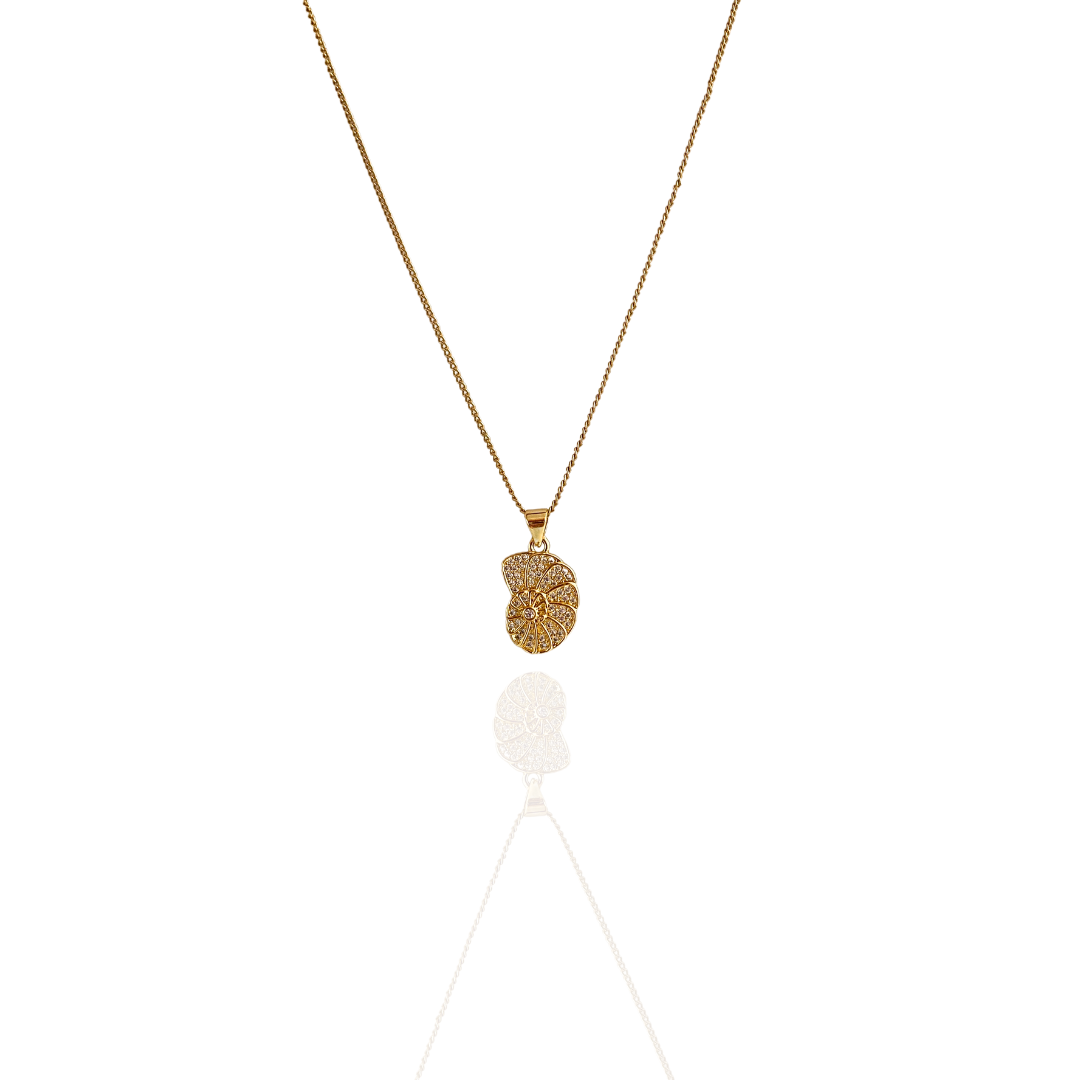 Zirconia snail necklace