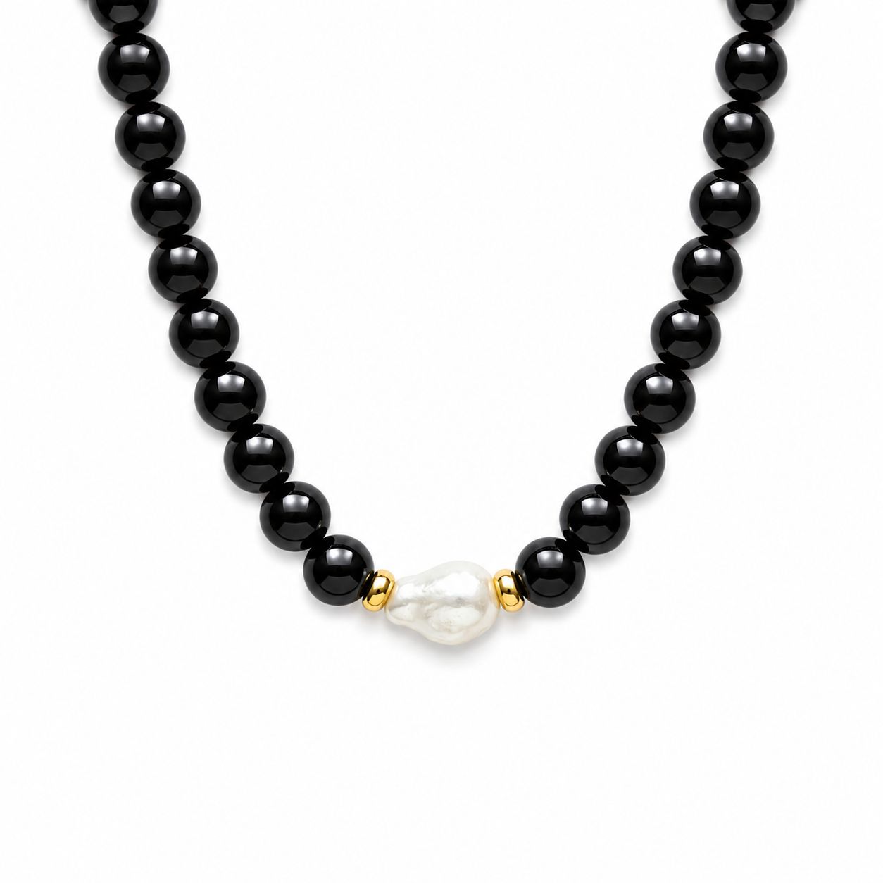 COLLAR ESFERAS AGATA NEGRA