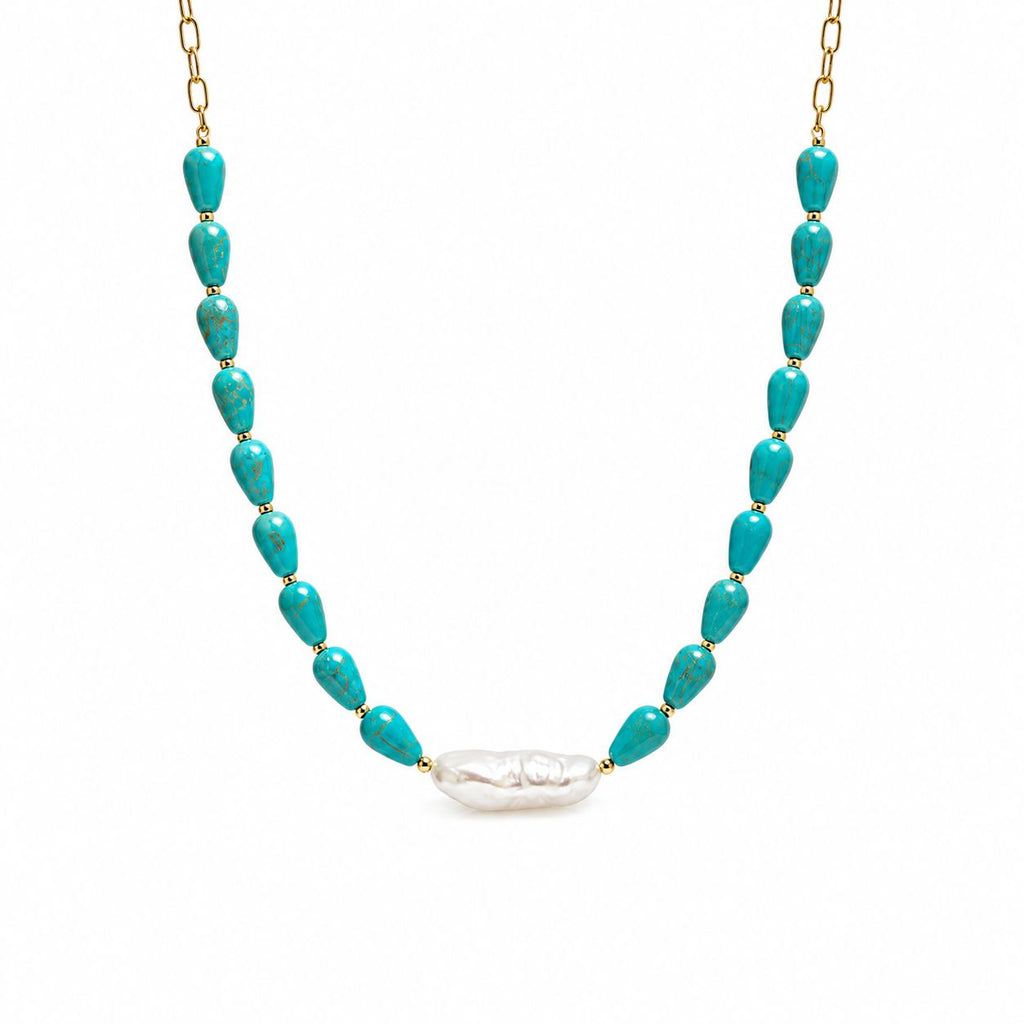 COLLAR TURQUESAS Y PERLA