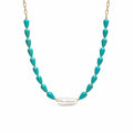 COLLAR TURQUESAS Y PERLA