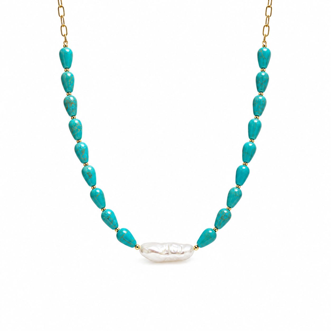 COLLAR TURQUESAS Y PERLA
