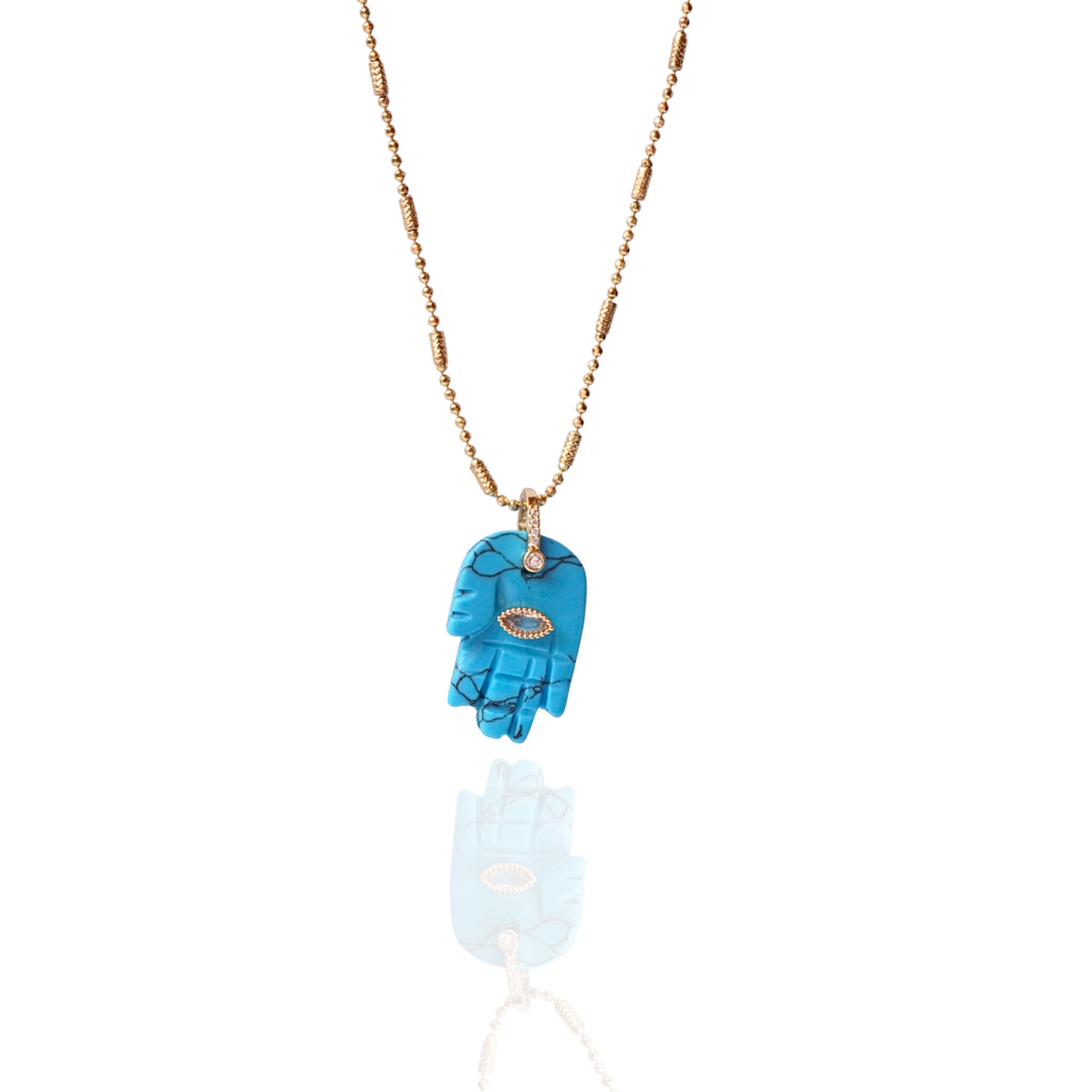 Hamsa necklace with Turkish eye