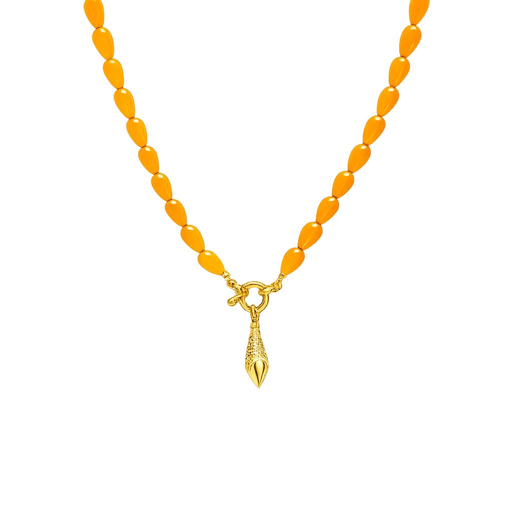 COLLAR JADE NARANJA Y CARACOL