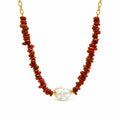 COLLAR JASPER ROJO Y PERLA BARROCA