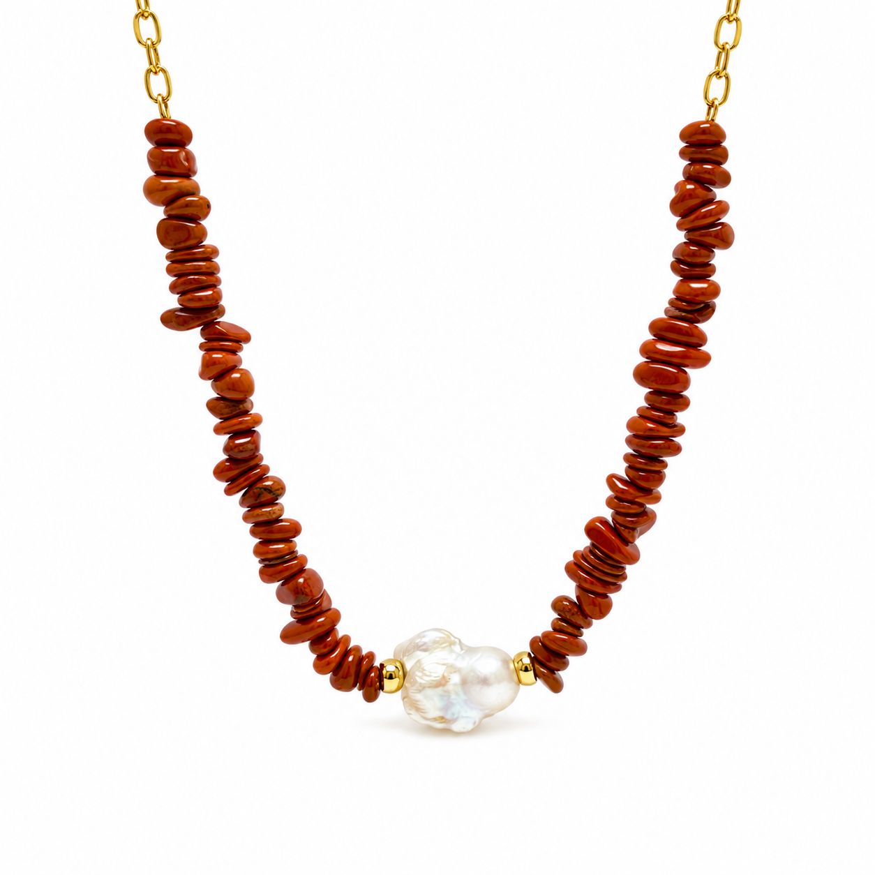 COLLAR JASPER ROJO Y PERLA BARROCA