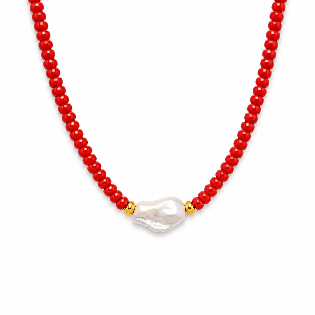 COLLAR RONDANA CORAL CON PERLA