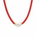 COLLAR RONDANA CORAL CON PERLA