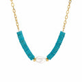 COLLAR RONDEL TURQUESA CON PERLA