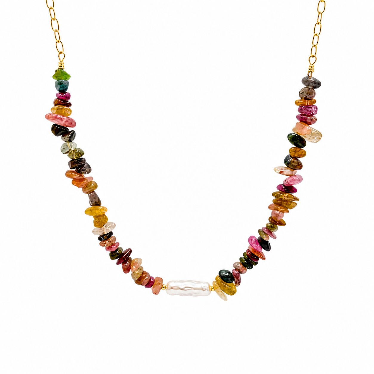 COLLAR TURMALINAS Y PERLA