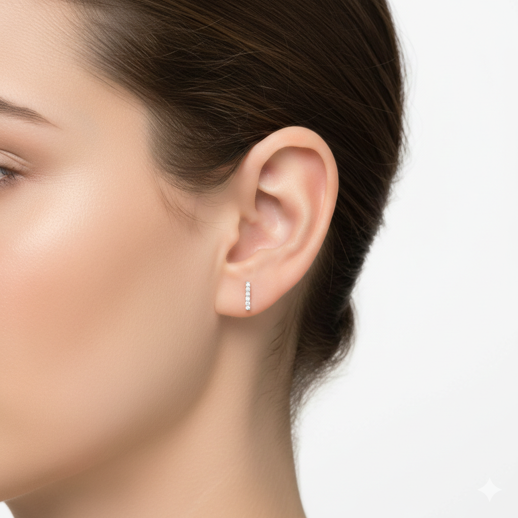 Diamond bar earring