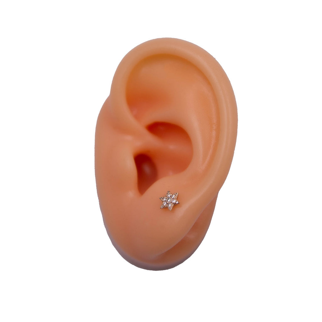 LARGE STAR EARRING WITH DIAMOND