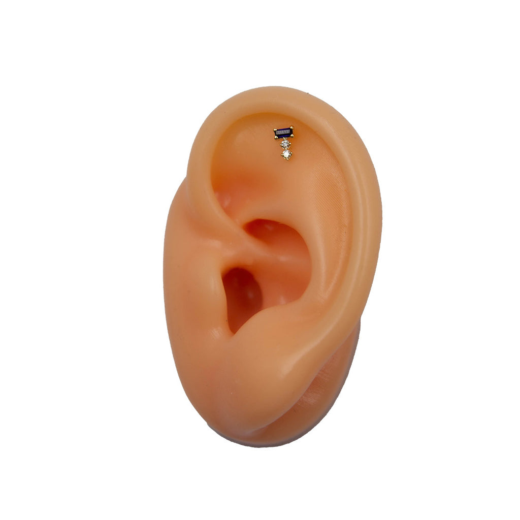 BAGUETTE AND DIAMONDS EARRING