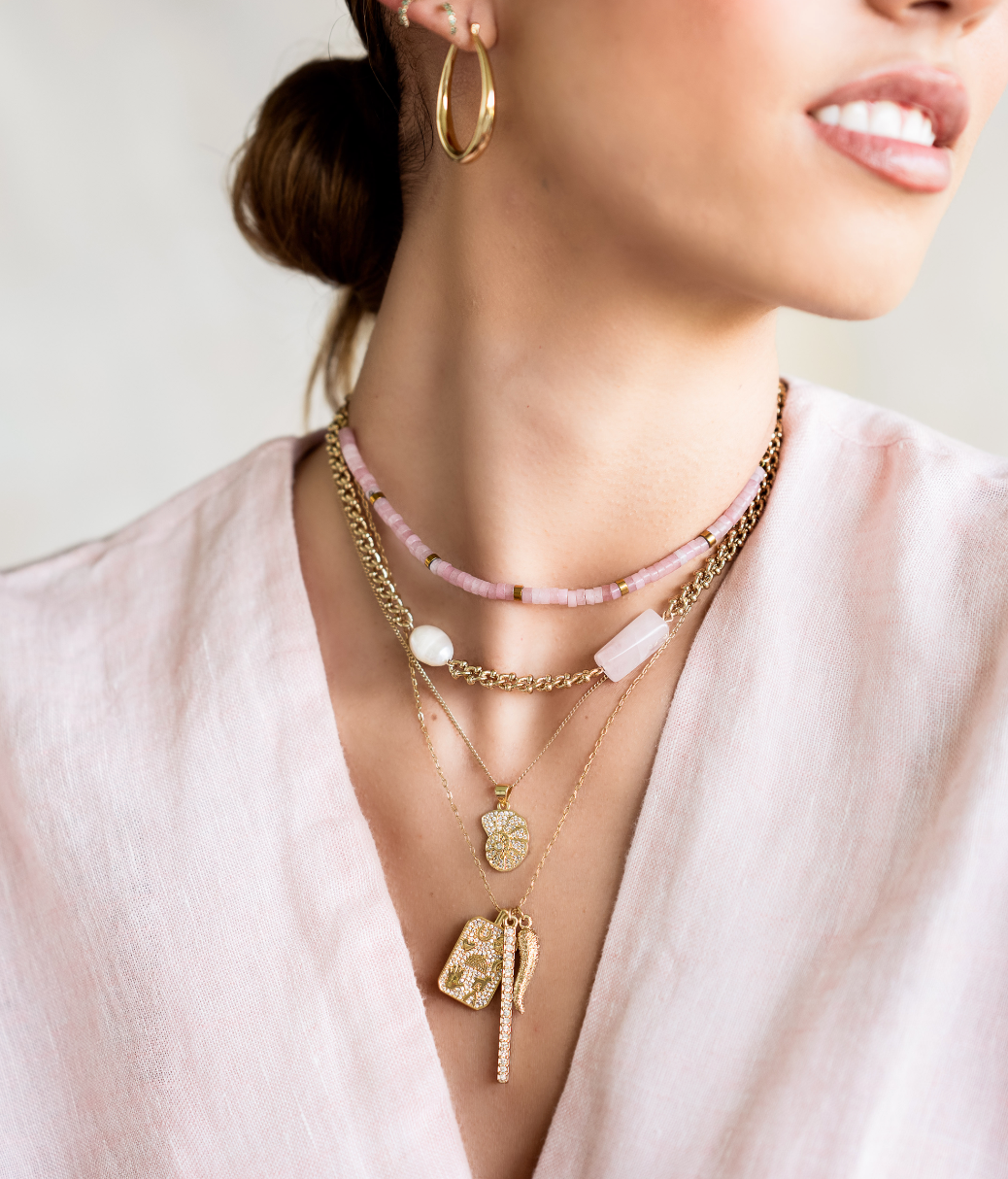 Zirconia snail necklace