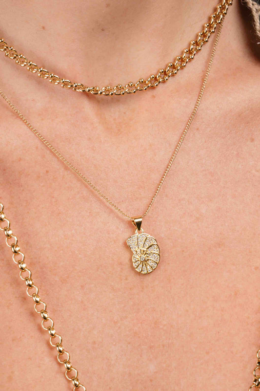 Zirconia snail necklace