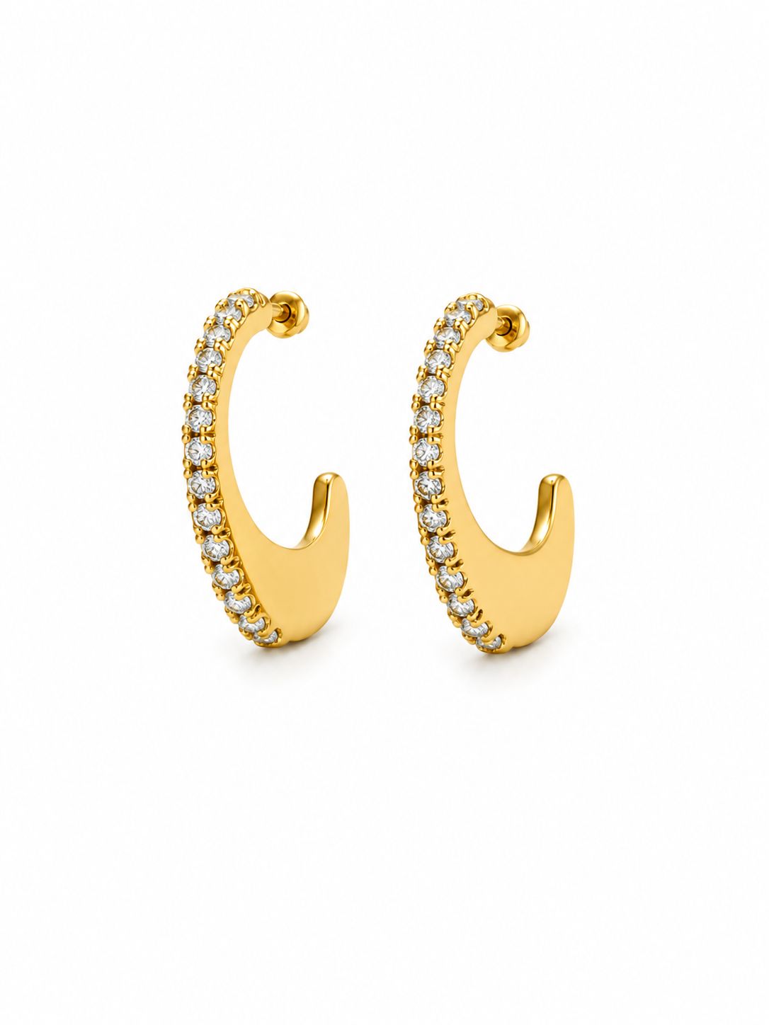ARRACADAS SEMIOVALO LINEA ZIRCONIA