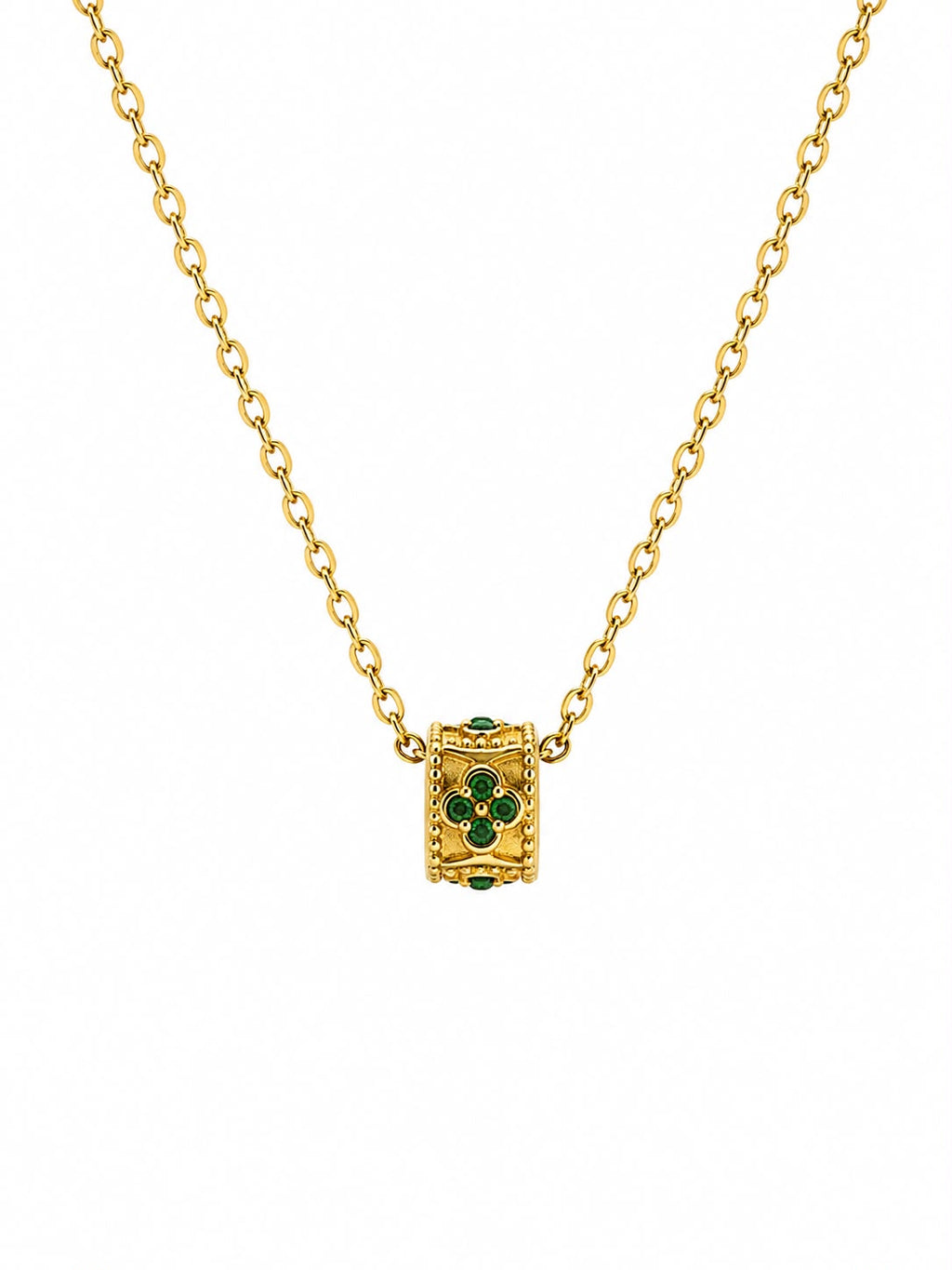 COLLAR CILINDRO ZIRCONIAS VERDE