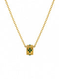 COLLAR CILINDRO ZIRCONIAS VERDE