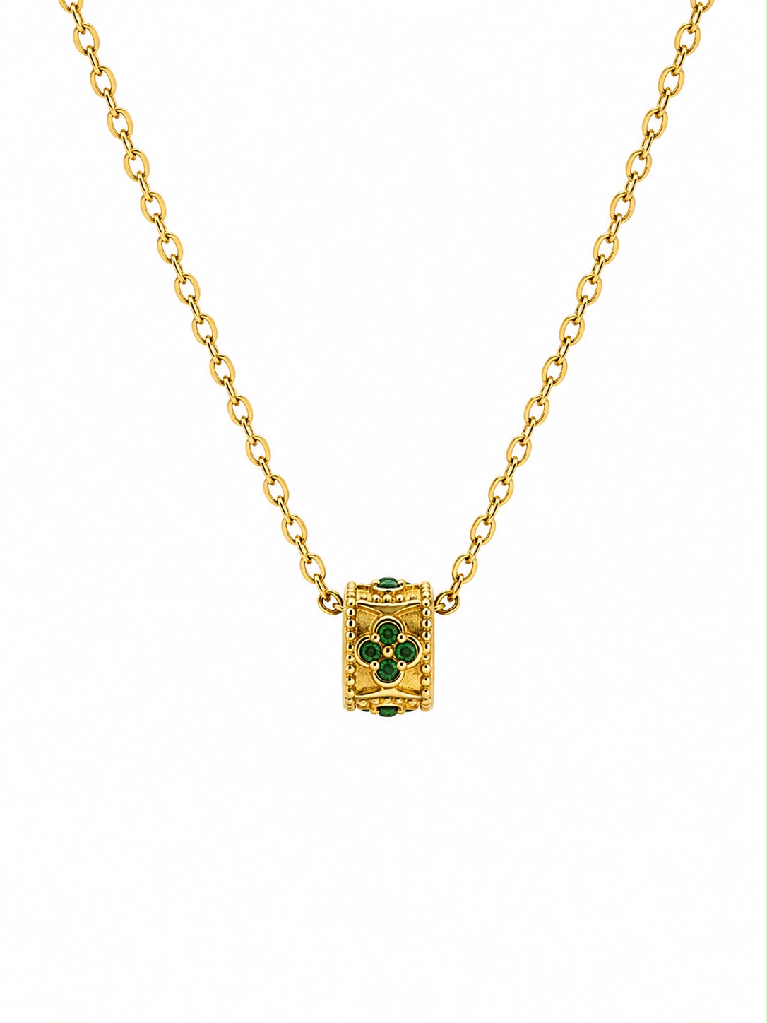 COLLAR CILINDRO ZIRCONIAS VERDE