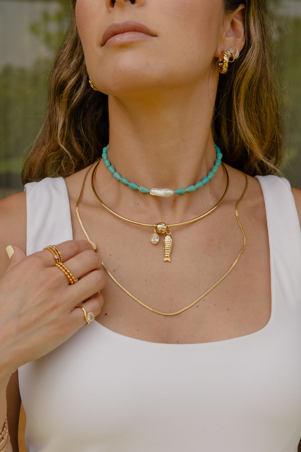 COLLAR TURQUESAS Y PERLA