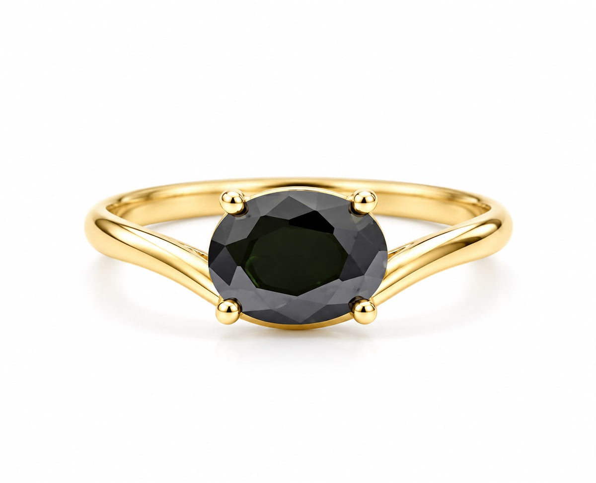 ANILLO ZIRCONIA OVALADA NEGRO